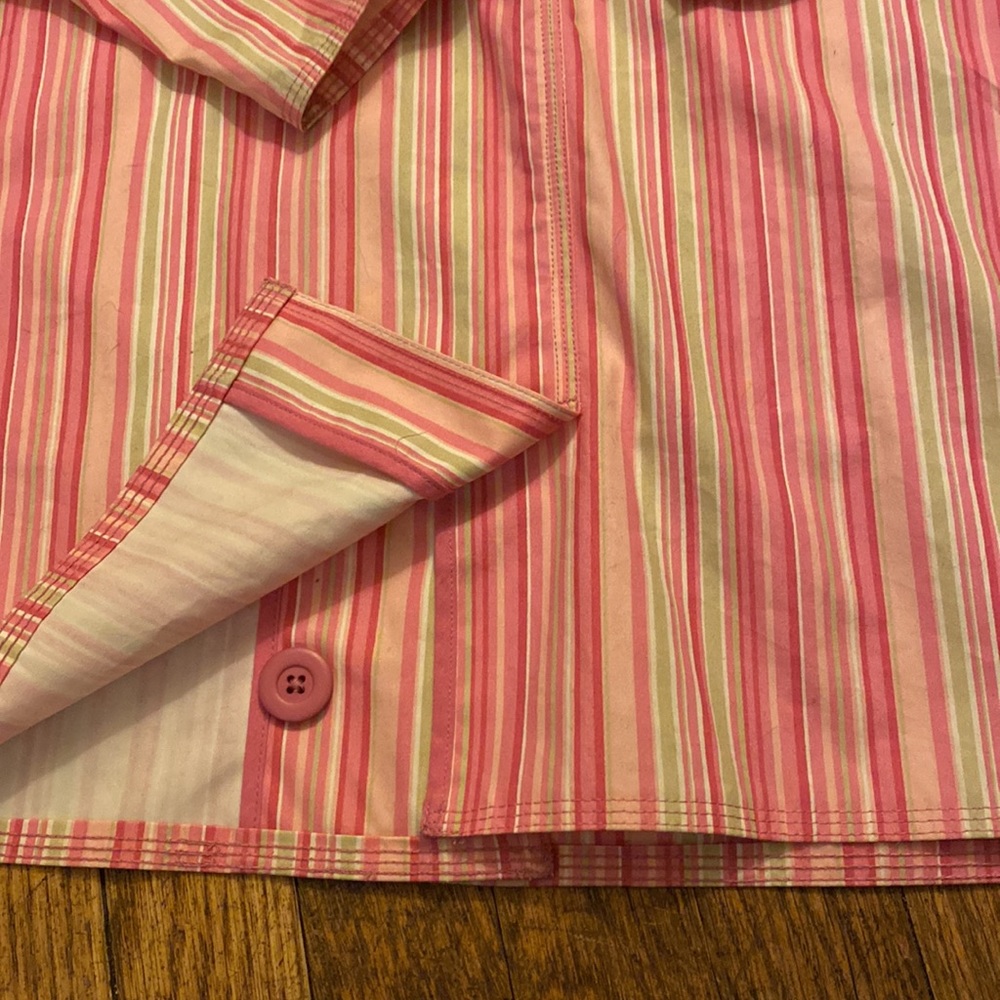 L.L. Bean coat mackintosh pink stripe L Petite preppy colorful - Picture 6 of 13
